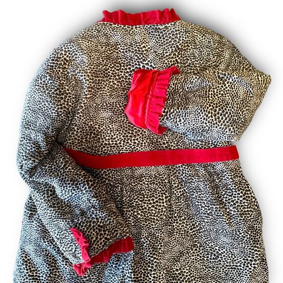 Size 5 Girls Jacket Animal Print Leopard Coat Penelope Mack red black white - Picture 4 of 14